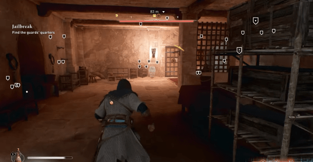 How to get downstairs in the iron prison assassin's creed Mirage