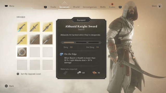 The inventory description of the Abbasid Knight Sword