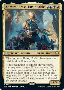 Image of pirate leading other pirates into a cavern with waterfalls on MTG card in LIC Commander Precon