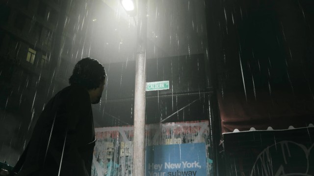 An in game screenshot of Alan Wake in the Dark Place from Alan Wake II.