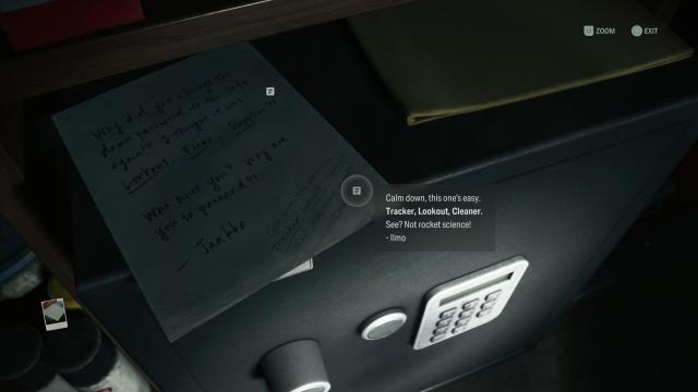 Alan Wake 2 note on safe saying hinting at safe code