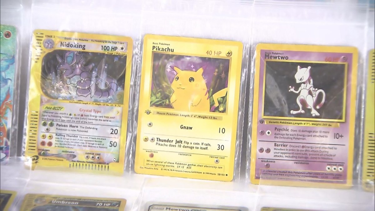 Confiscated Pokemon cards from a police investigation.