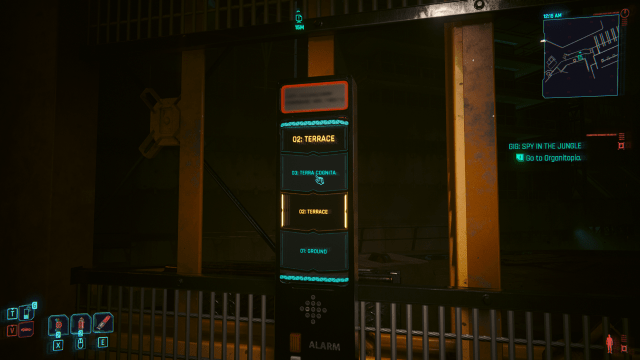 the elevator control switch leading to Terra Cognita in Cyberpunk 2077.