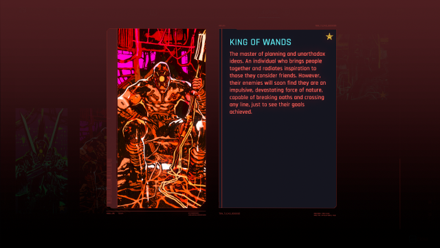 the Archive description and picture for the King of Wands Tarot Card in Cyberpunk 2077.