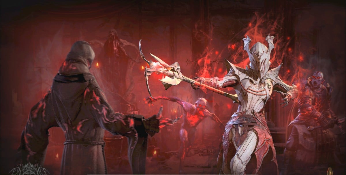 A sorcerer in Diablo 4 battles against vampires.