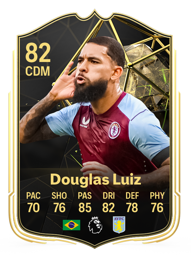 Douglas Luiz's card in EA FC 24's TOTW 6.