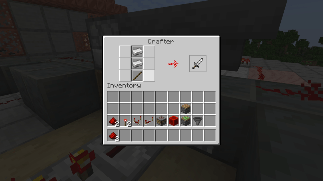 The Crafter being used to craft items in Minecraft.