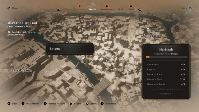 Image of the map in Assassin's Creed Mirage showing the point just below the metal factory.