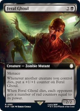 Image of zombies in Fallout franchise through Feral Ghoul MTG Fallout Commander set