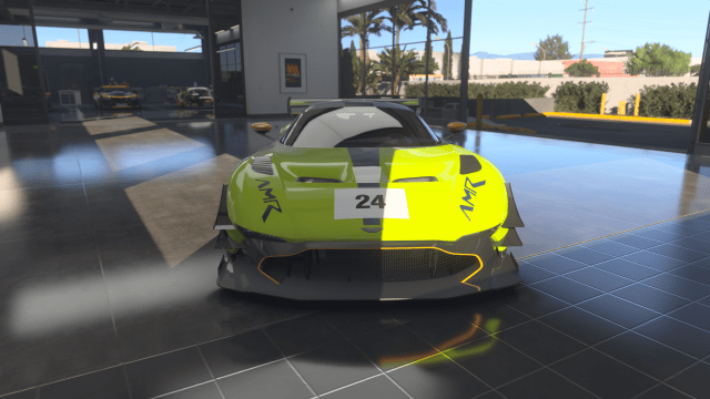The 2017 Aston Martin Vulcan AMR Pro in a garage in Forza Motorsport.