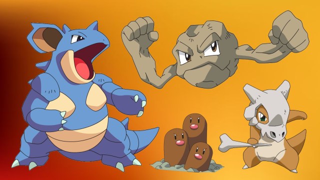 Ground type Pokémon, Nidoqueen, Geodude, Dugtrio, and Cubone
