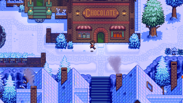 Main character running down the street in Hunted Chocolatier