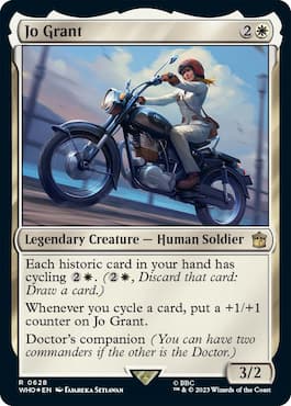 Image of Jo on motorcycle through Jo Grant MTG Doctor Who Commander Precon Blast From the Past