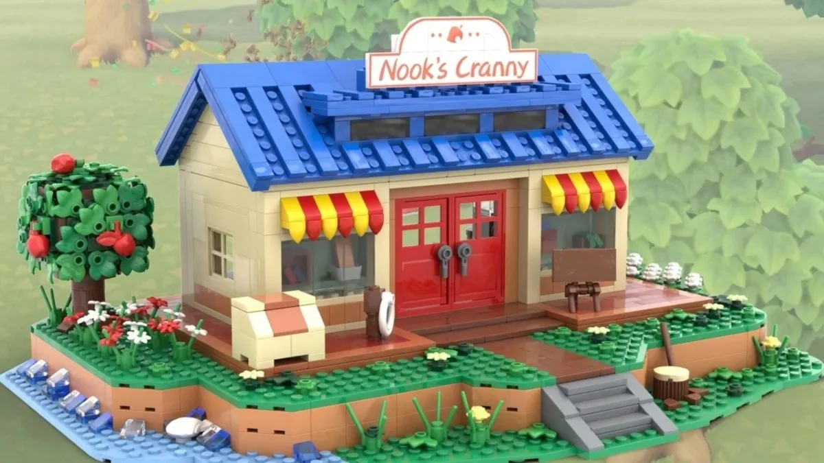 A LEGO model of Nook's Cranny in Animal Crossing