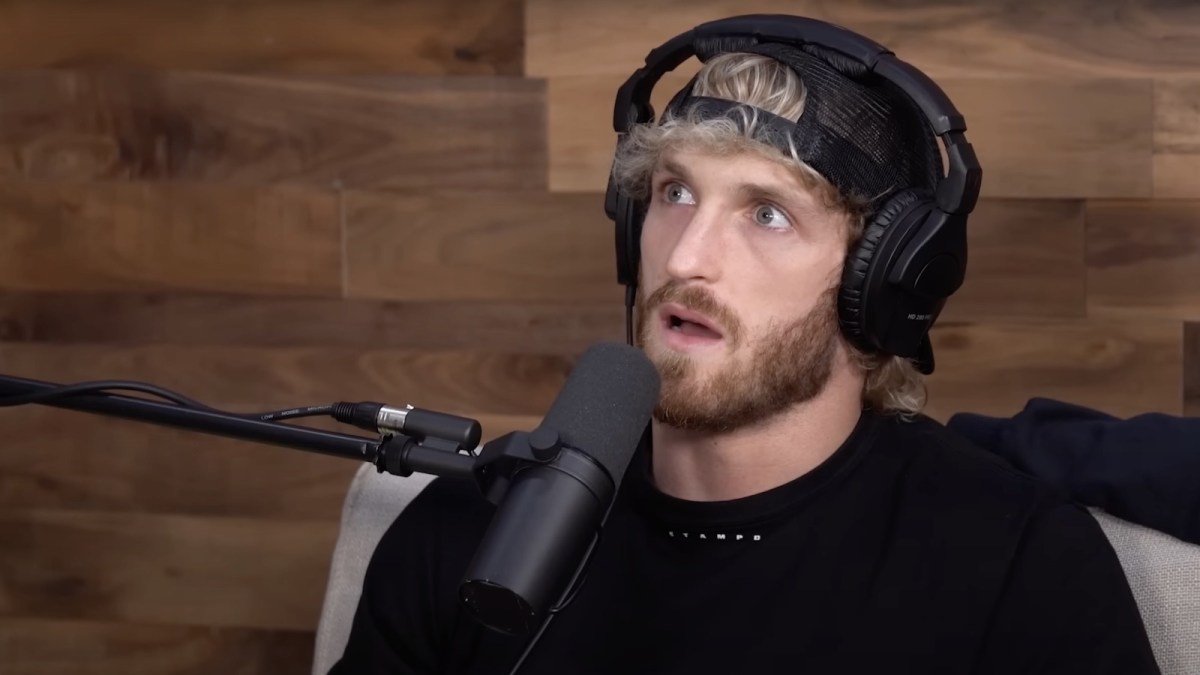 Logan Paul talking to the camera on his IMPAULSIVE Podcast