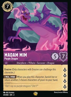 Image of Madam Mim as dragon through Disney Lorcana Rise of the Floodborn Madam Mim, Purple Dragon