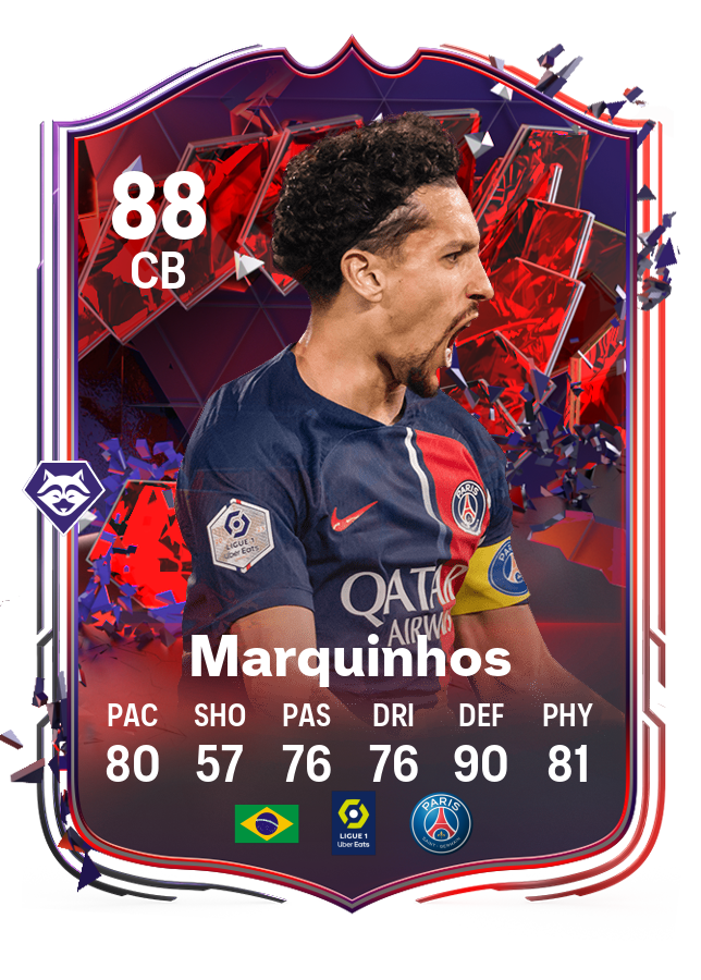 Image of Marquinhos' Trailblazers' card in EA FC 24 Ultimate Team.