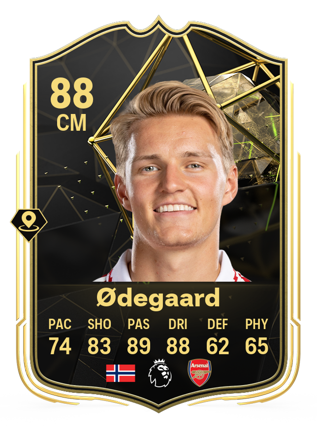 Screenshot of Martin Ødegaard's 88-rated card in EA FC 24's Ultimate Team TOTW 3.