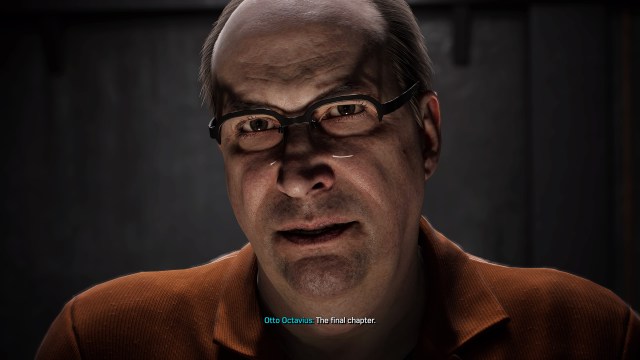 Otto Octavius looks at the camera and says "the final chapter" in the post-credits cutscene of Spider-Man 2.