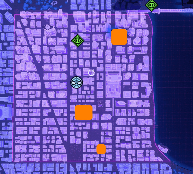 Locations of Spider-Bots in Midtown.