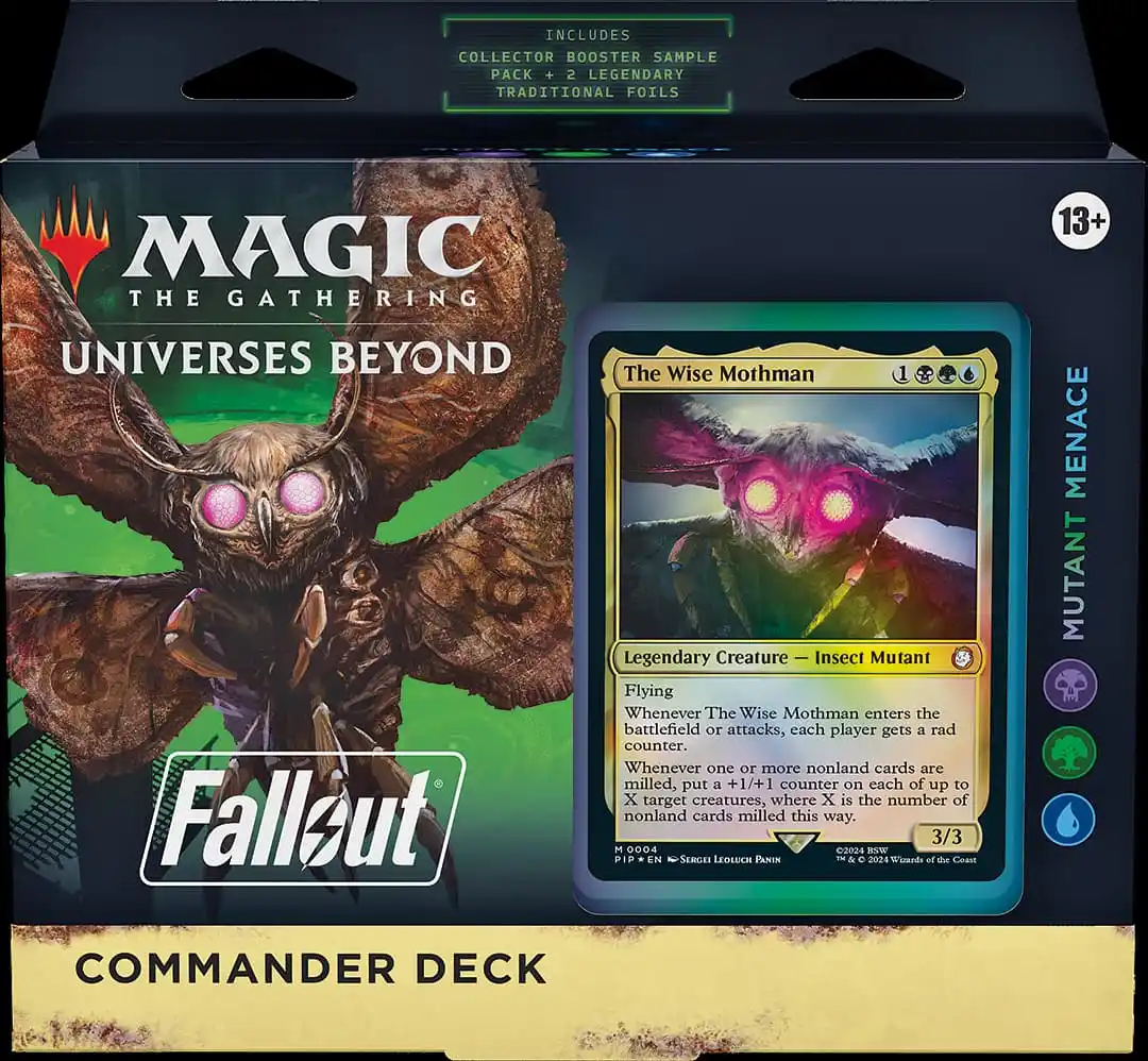 Image of Mothman on cover of MTG Fallout Commander deck