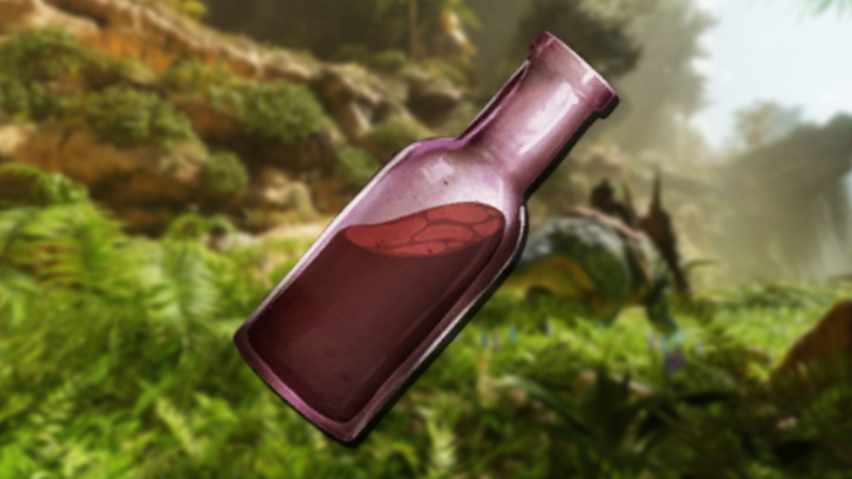 Medical Brew photoshopped onto some scenery in Ark: Survival Ascended.