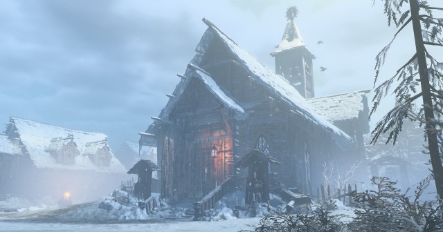 A screenshot of a winter cabin in Fractured Peaks Diablo 4