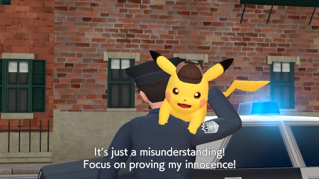 Detective Pikachu being arrested.