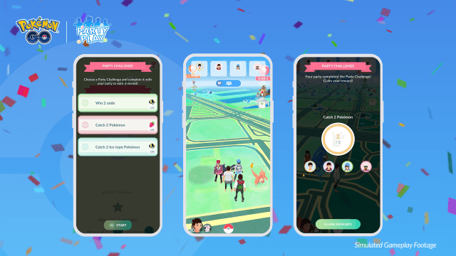An image showcasing the Pokemon Go Party Play Party Challenges.