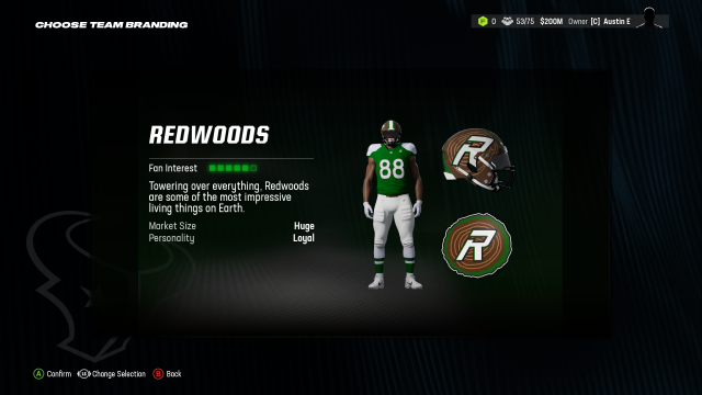 Redwoods Madden 24 Relocation uniform