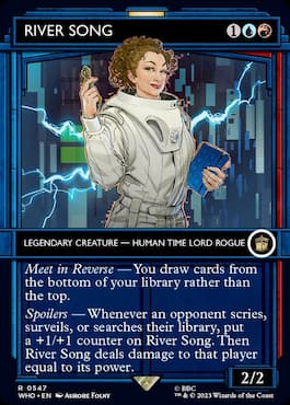 Image of River Song on TARDIS through River Song showcase foil MTG Doctor Who set