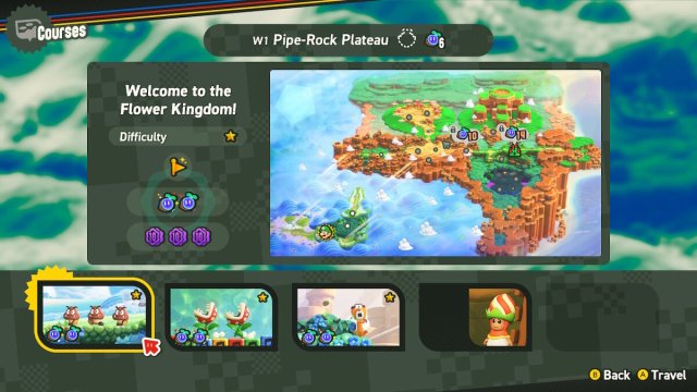 Super Mario Bros. Wonder level checkmark on Flower Kingdom level
