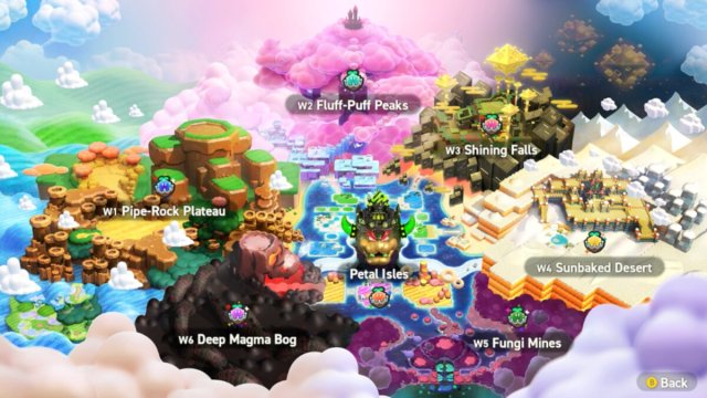 Kingdom Map with all Worlds unlocked on Super Mario Bros. Wonder