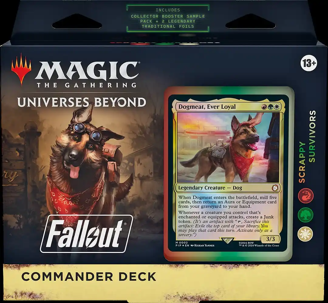 Image of Dogmeat on Commander Precon box for Fallout Universes Beyond set