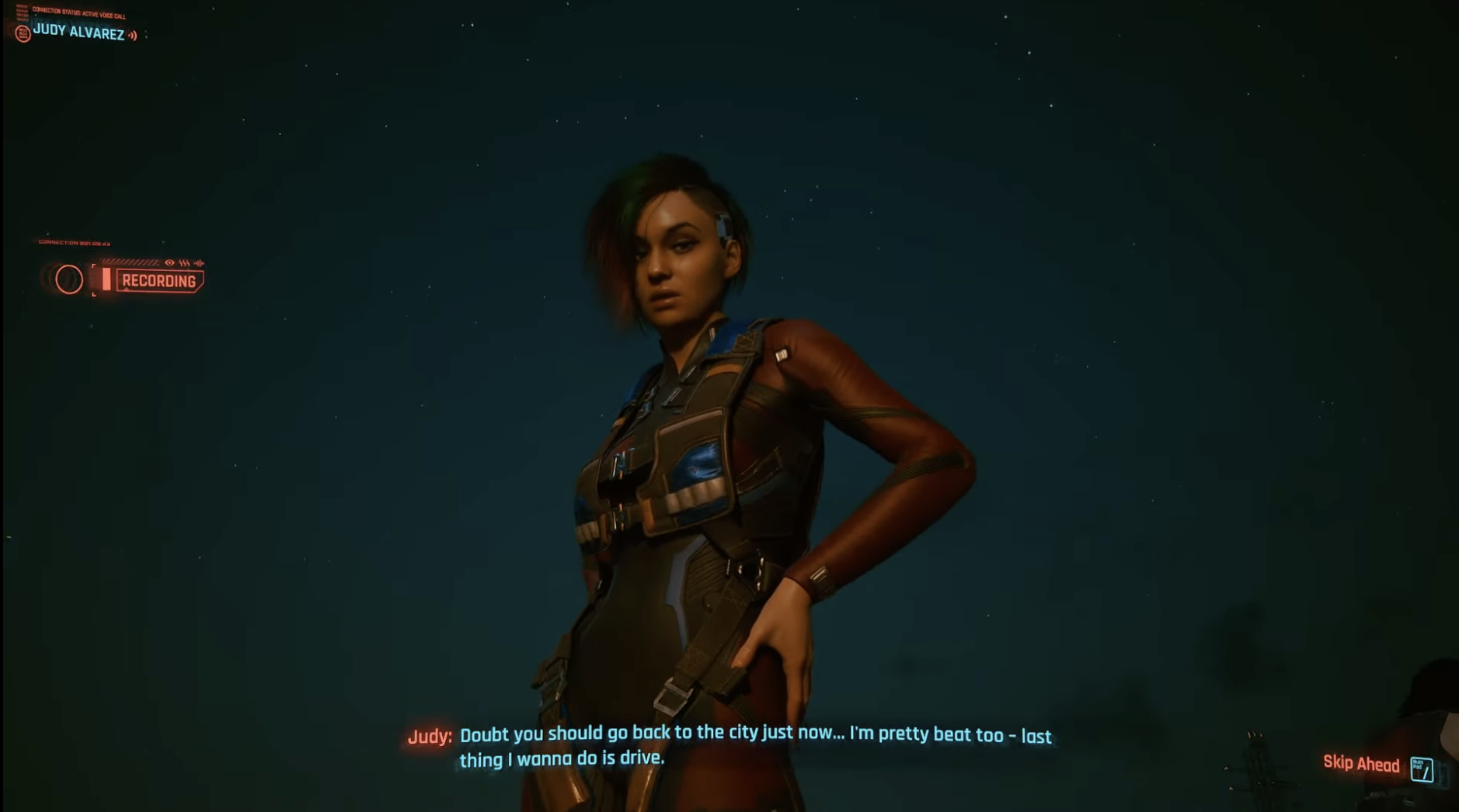 Judy in the Pyramid Song quest in Cyberpunk 2077. 