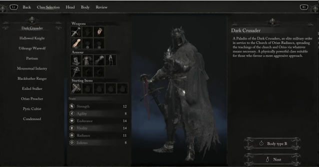 Info page for the Dark Crusader from Lords of the Fallen