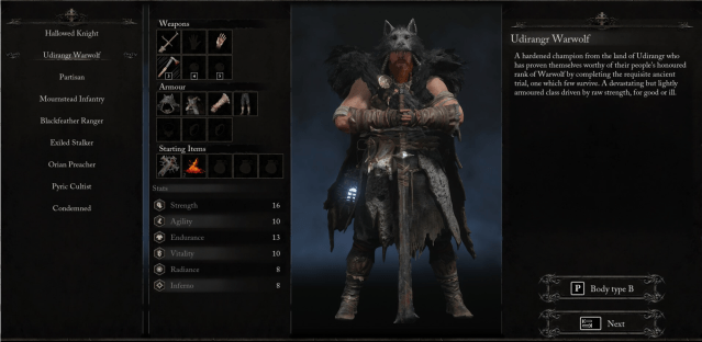 The info page for the Udirangr Warolf from Lords of the Fallen.