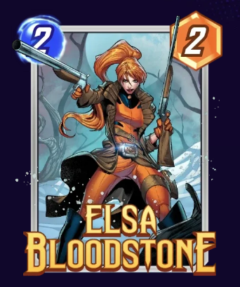 Elsa Bloodstone card, holding her guns.