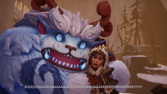 Nunu and Willump in Song of Nunu: A League of Legends Story being scared of something, or someone.