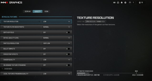 Best graphics settings for the MW3 beta