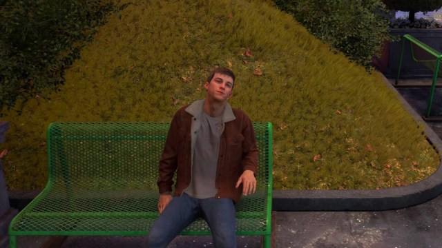 Peter Parker sitting on a bench