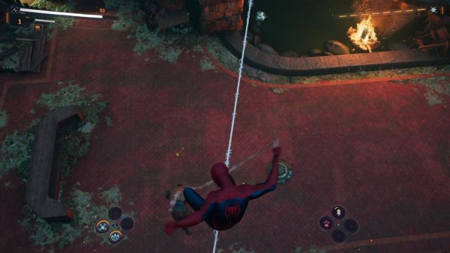Spider-Man performing another Web Line Takedown