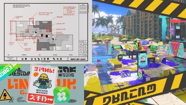 Splatoon 3's Mahi-Mahi Resort, with blueprints teasing an upcoming map rework.