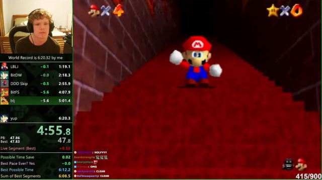 Suigi performing BLJs in Mario 64
