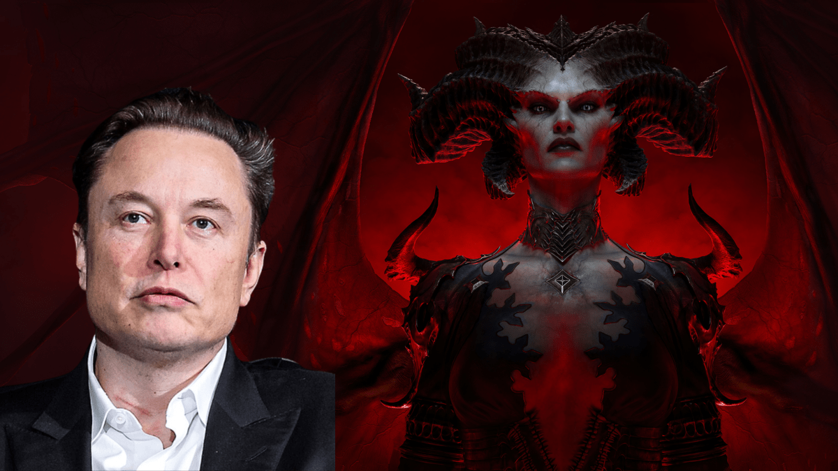Elon Musk and Lilith from Diablo 4.