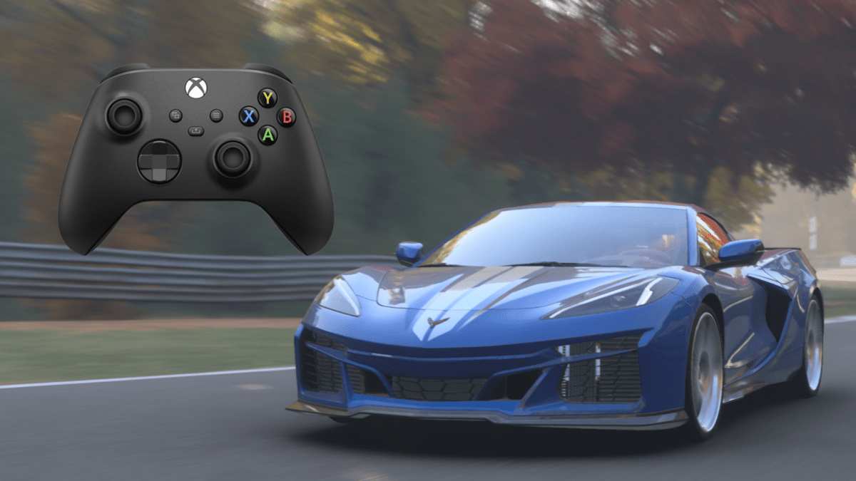 A controller and car in Forza Motorsport