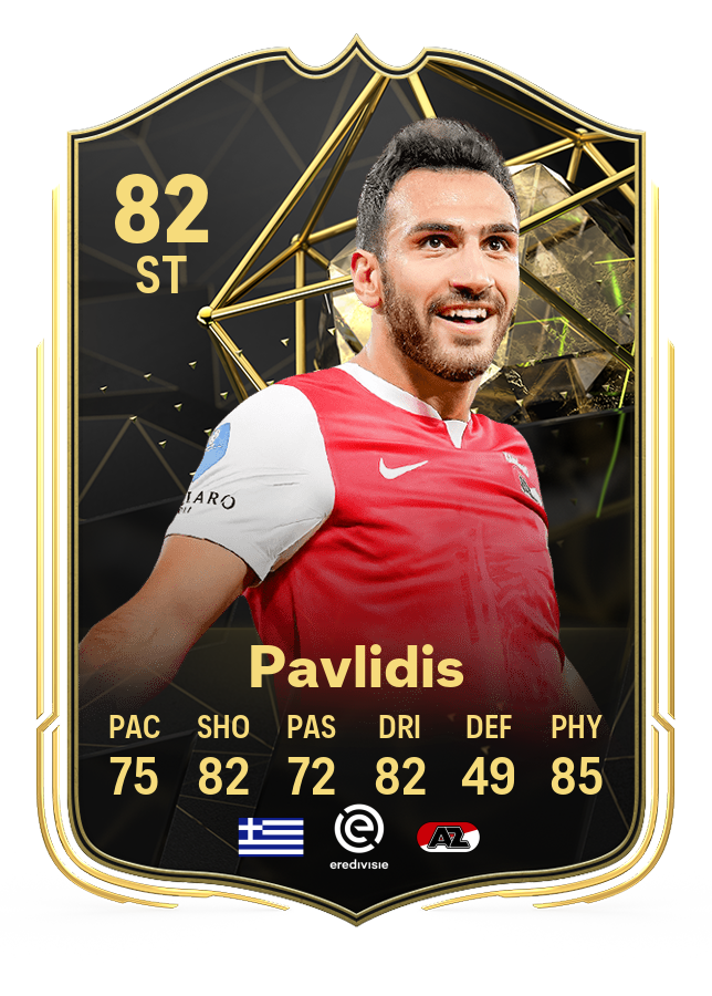 Vangelis Pavlidis's card in EA FC 24's TOTW 6.