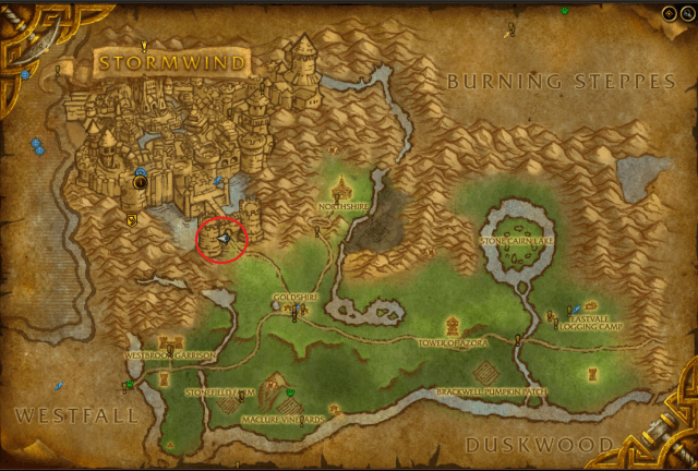 Map of Elywnn Forest showing where A Ghostly Message quest starts.