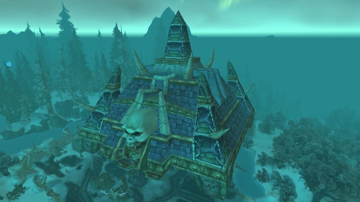 Naxxramas temple floating in the air in WoW Classic.