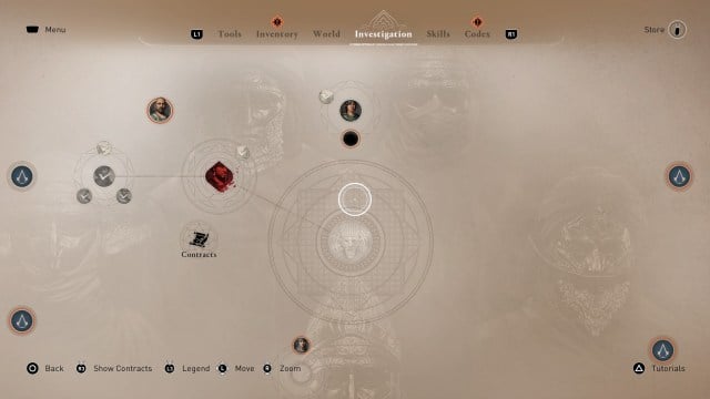 The Investigation Menu in Assassin's Creed Mirage.